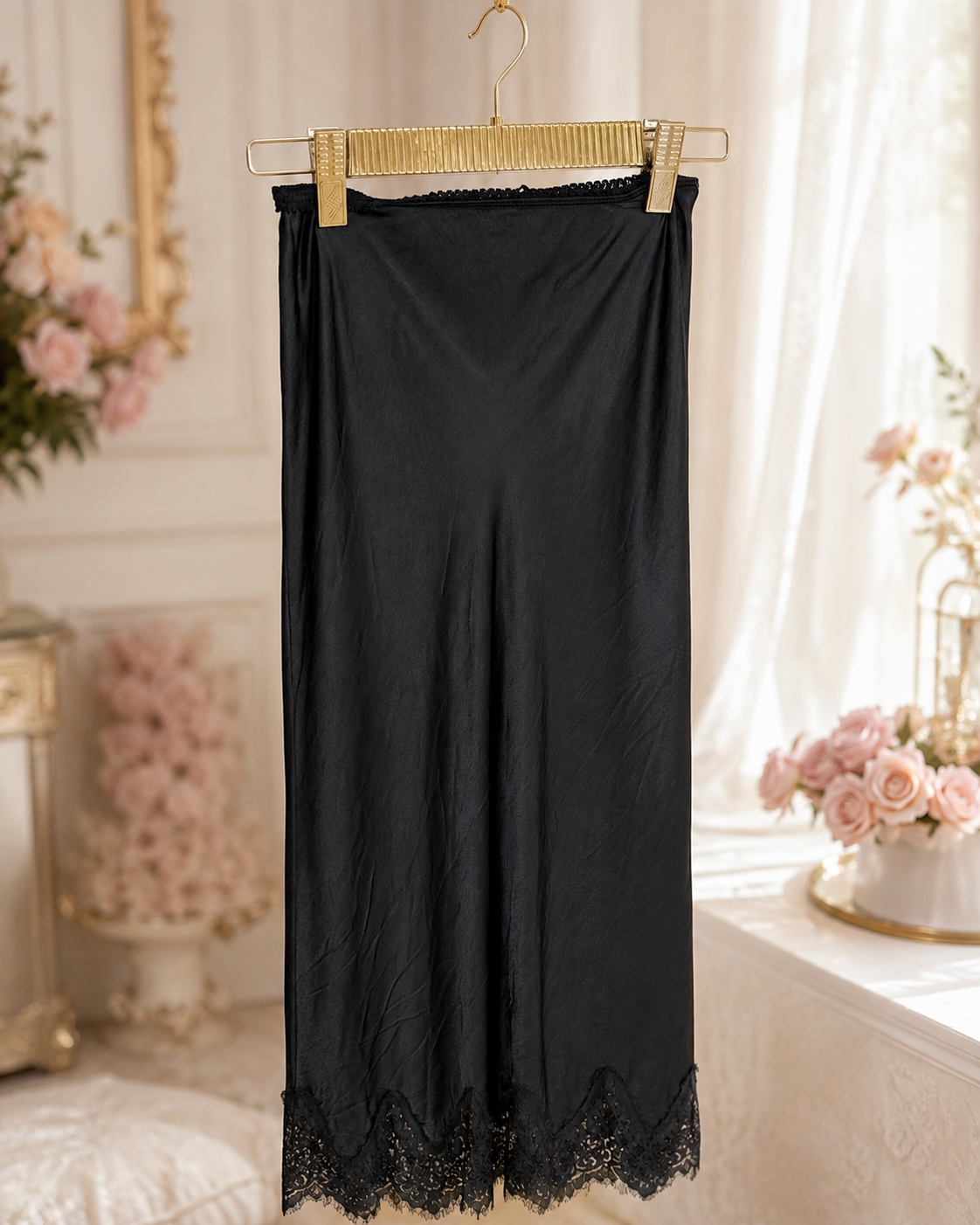 Eleganter Midi-Rock mit Spitze im Vintage-Look – Made in Italy