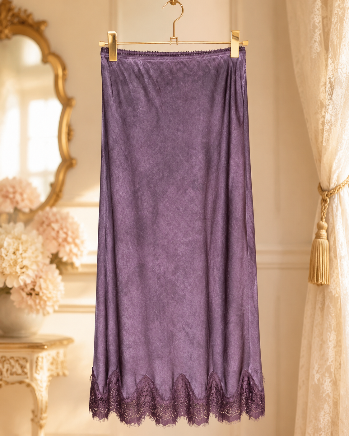 Eleganter Midi-Rock mit Spitze im Vintage-Look – Made in Italy