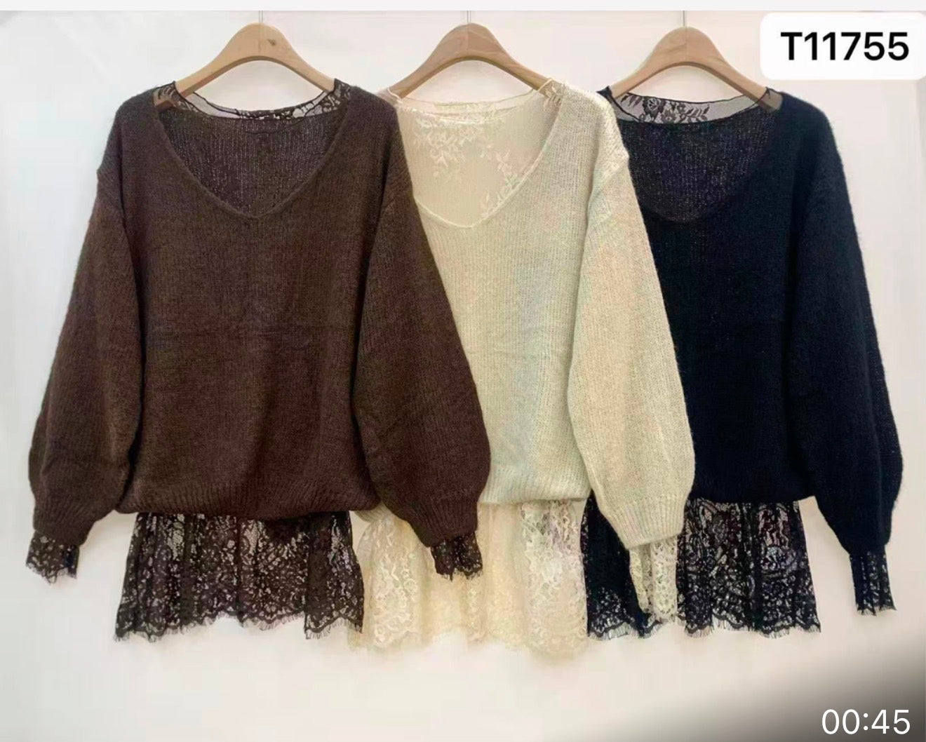 Damen Strickpullover mit Spitze | Made in Italy