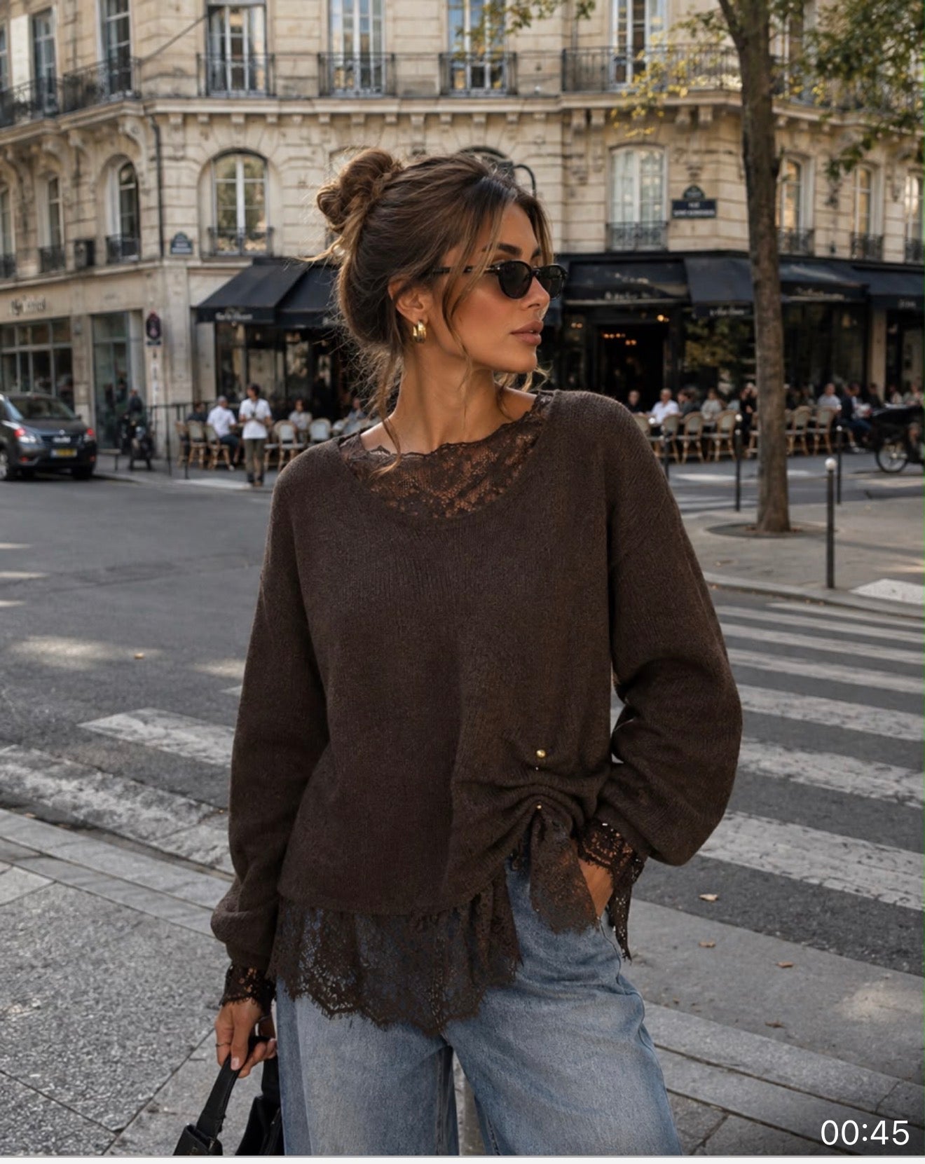 Damen Strickpullover mit Spitze | Made in Italy