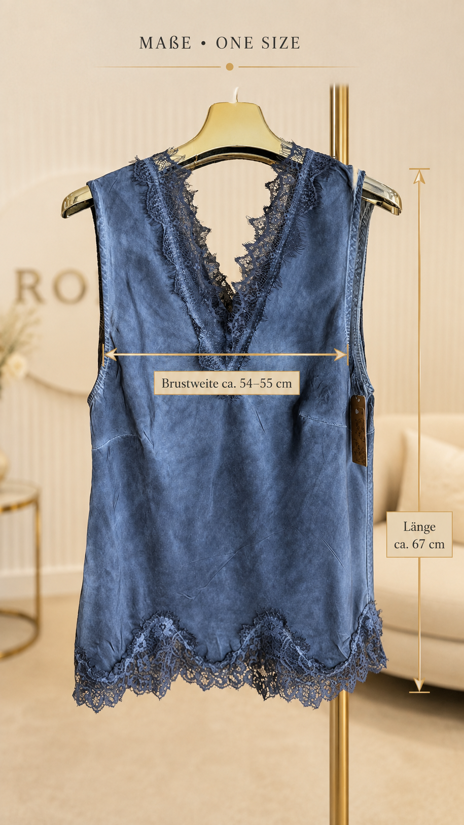 Premium Viskose-Top mit Spitze im Vintage-Look – Made in Italy